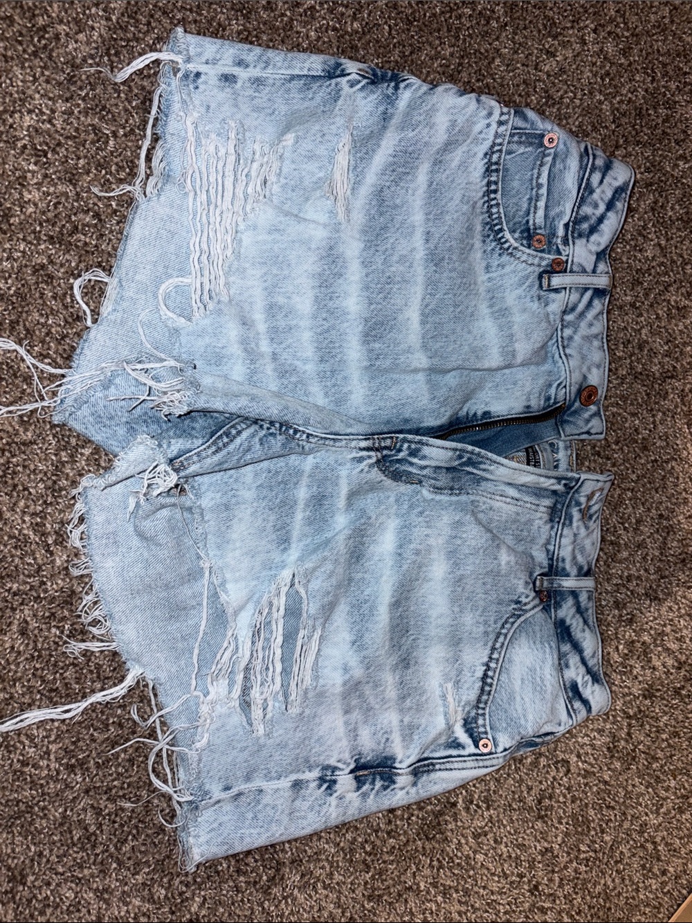 American Eagle Outfitters Light Blue Distressed Jean Shorts